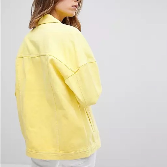 Vero Moda yellow oversized denim jacket size L - Picture 3 of 12
